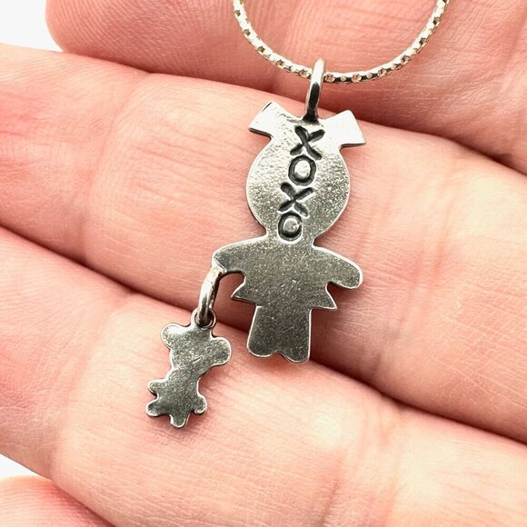 Silpada Sterling Silver 925 "Little Girl with Teddy Bear" XOXO Necklace Israel - Picture 4 of 4